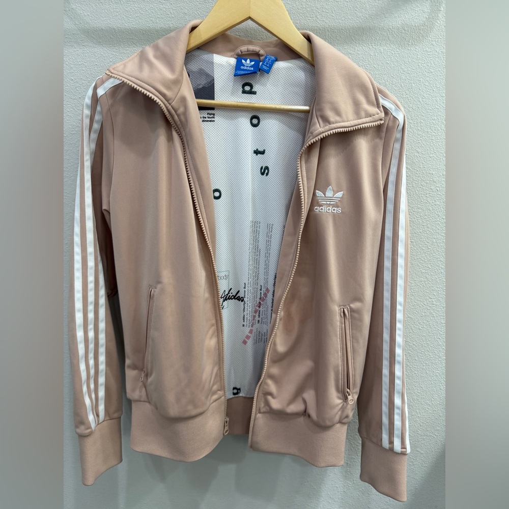 Adidas Women Beige and White Mesh Jacket